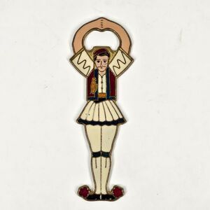 Enamel on Brass Bottle Opener Figural Male Dancer Greece Vintage